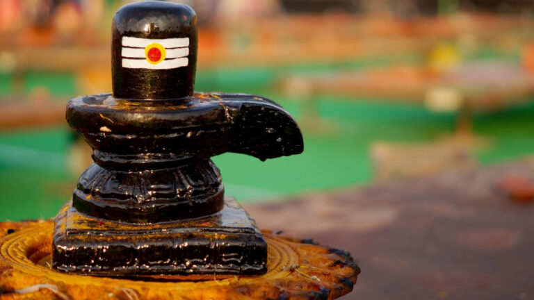 Hindus Half-Circumambulate a Shiva Lingam