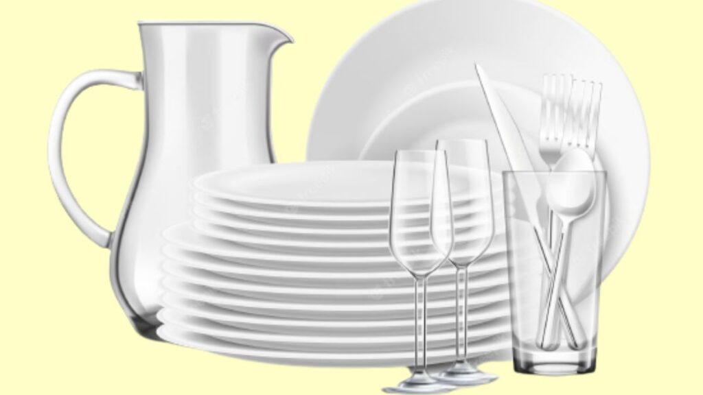 Glass tableware and cutlery