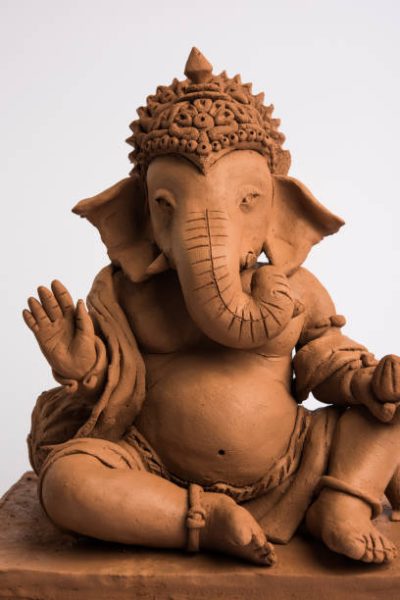eco friendly Ganesh/Ganpati idol or murti, home made. selective focus